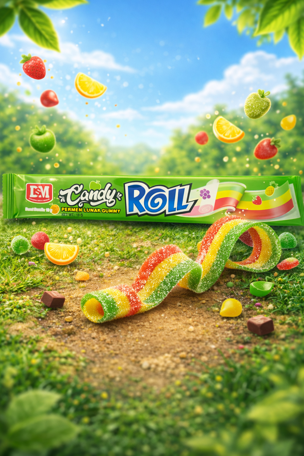Candy roll fruit juice sweets